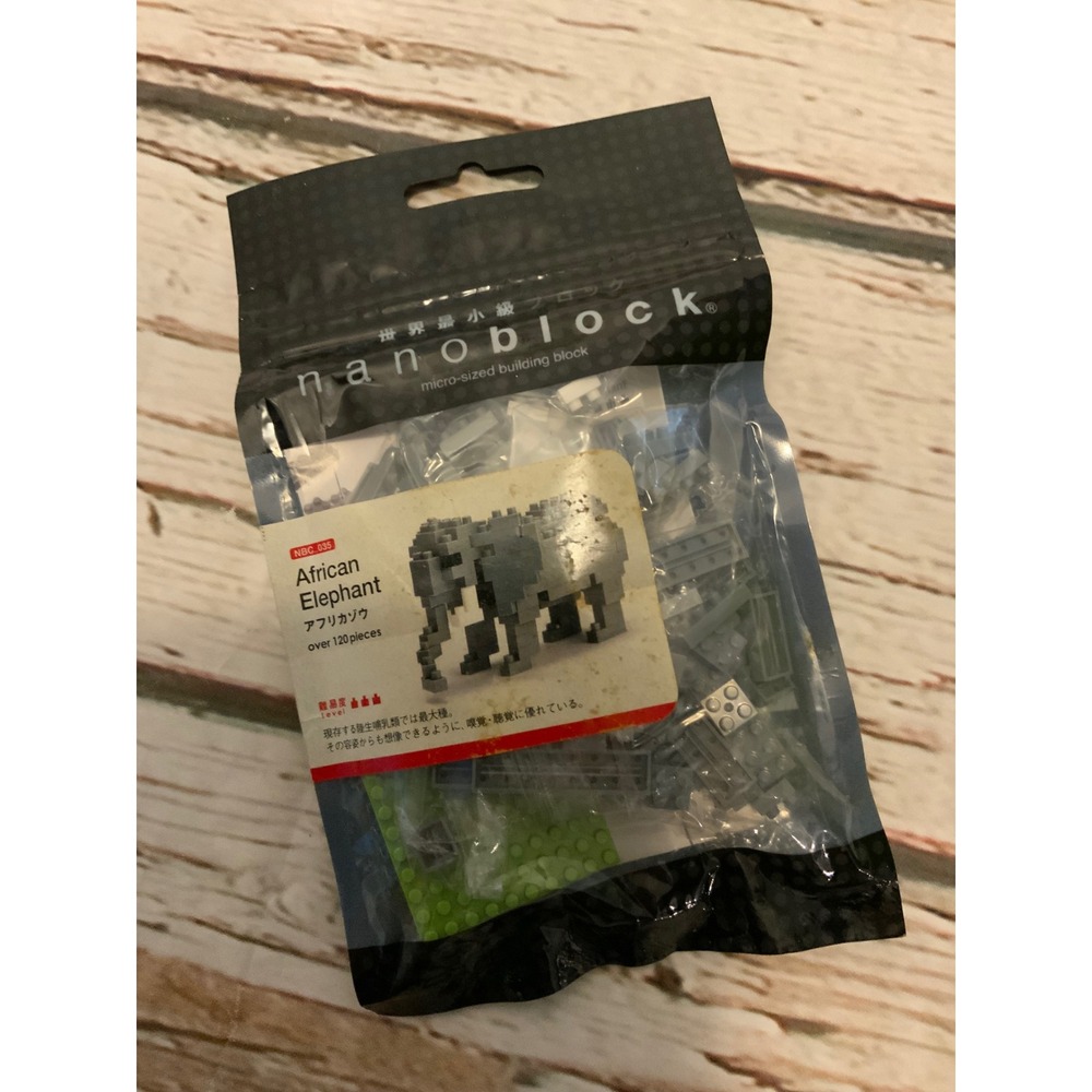 Nanoblock African Elephant NBC_035 Micro Building Block Set 120 Pieces Grey
